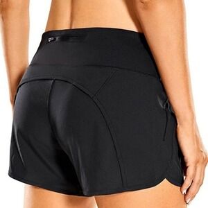 CRZ YOGA Large Black Running Shorts Athletic Zipper Pocket Liner Women Workout